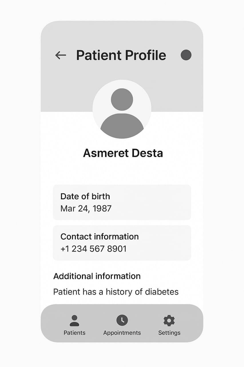Digital Patient Record App Wireframe | Files.fm.